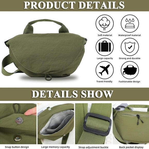 Versatile Water-Resistant Crescent Moon Crossbody Bag - Fashionable and Secure - Picture 3 of 6